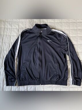 Nike Black Track Jacket with White Stripe Trim